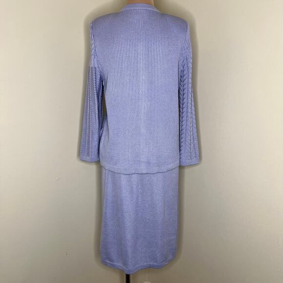 Vintage Mita Skirt Set Sweater Cardigan 4P Purple Knit Matching 2 Piece 80s Midi - Picture 8 of 10
